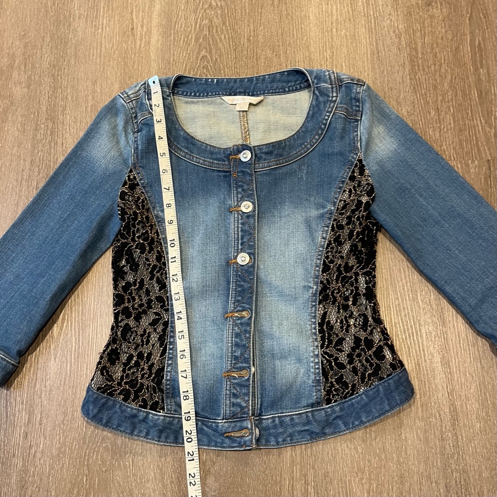 Vintage 90s Boston Proper Lace and Denim Jacket - Picture 3 of 14